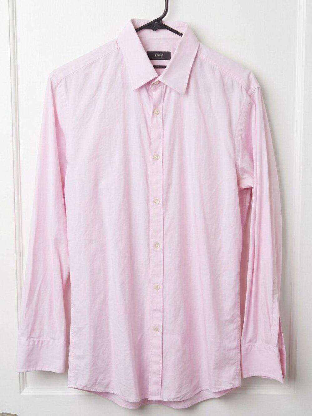 Hugo Boss Pink Button Up Dress Shirt 15.5 R Sharp Fit Mens